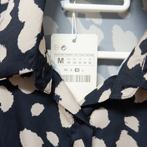 Black Oversize Print Satin Blouse - Picture 2 of 2